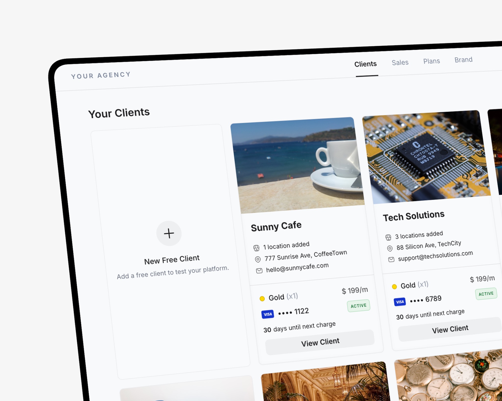 Client management dashboard