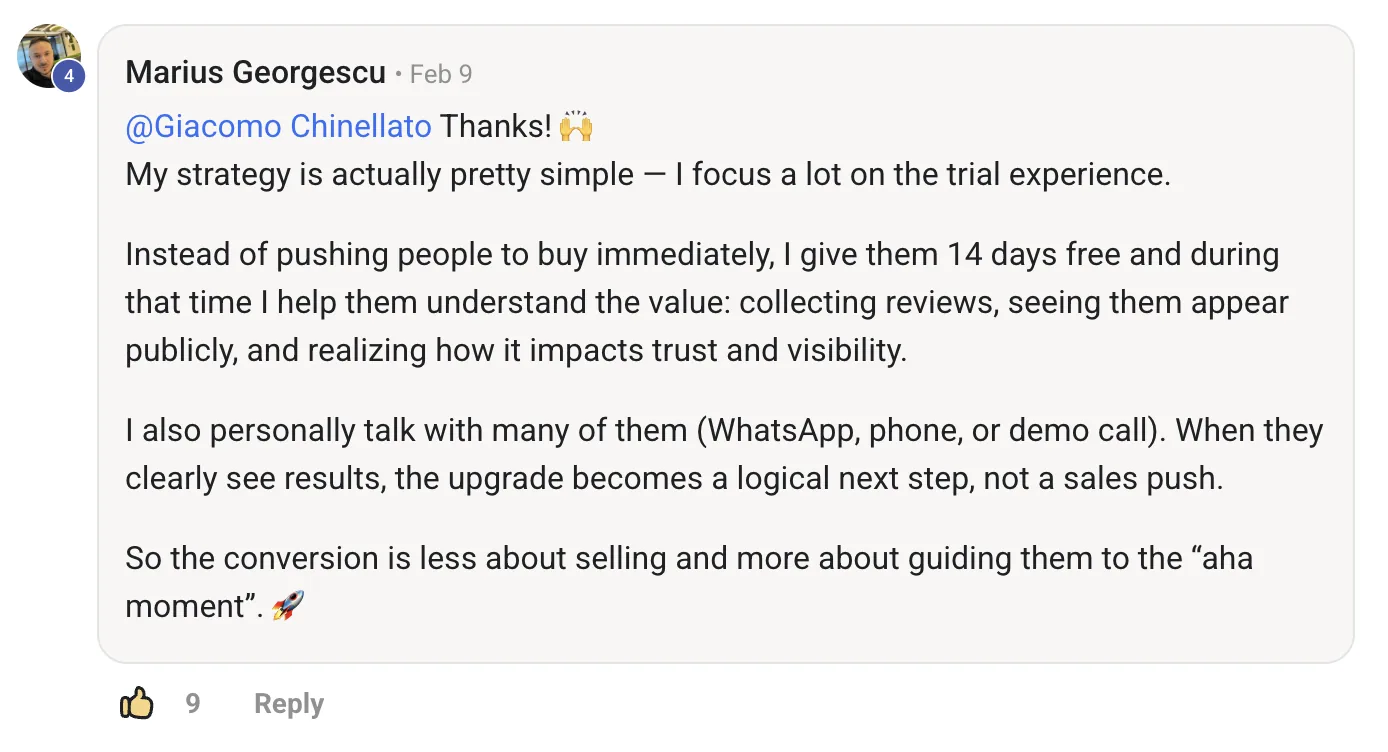 Customer testimonial